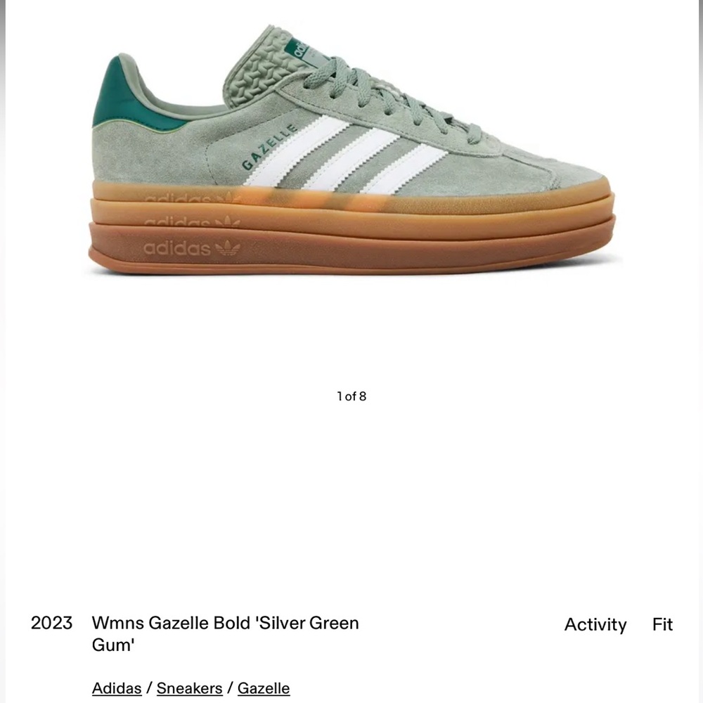Adidas Gazelle Bold Green Silver Gum Sneakers